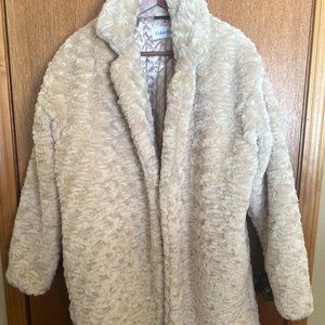 Calvin Klein White Faux Fur Coat